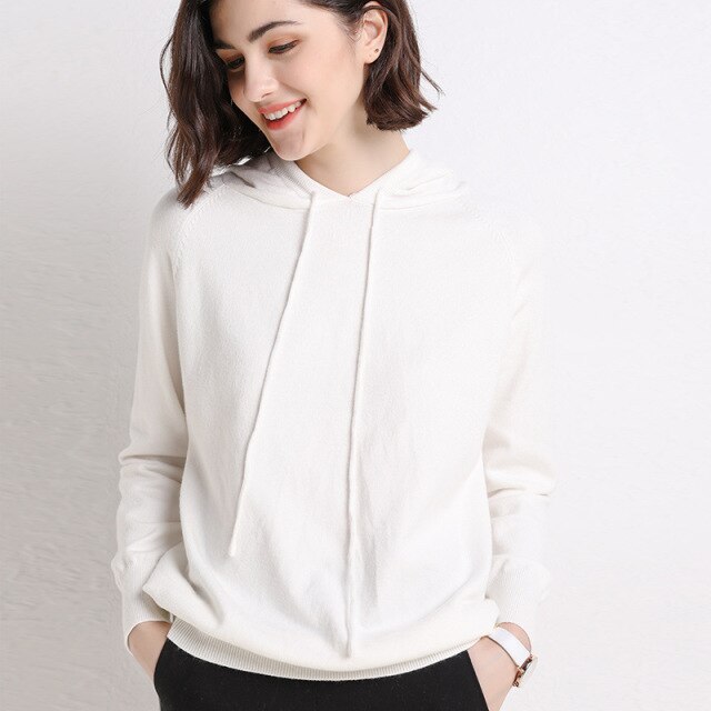 Hooded Long Sleeve Sweatshirt White