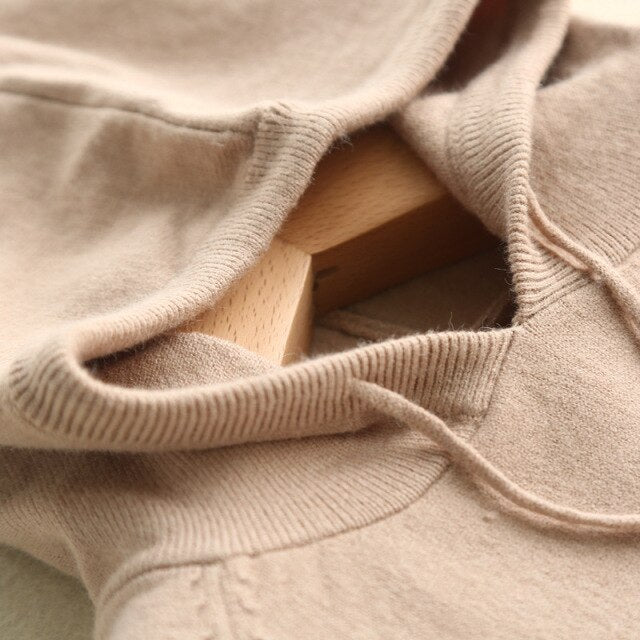 Hooded Long Sleeve Sweatshirt Camel