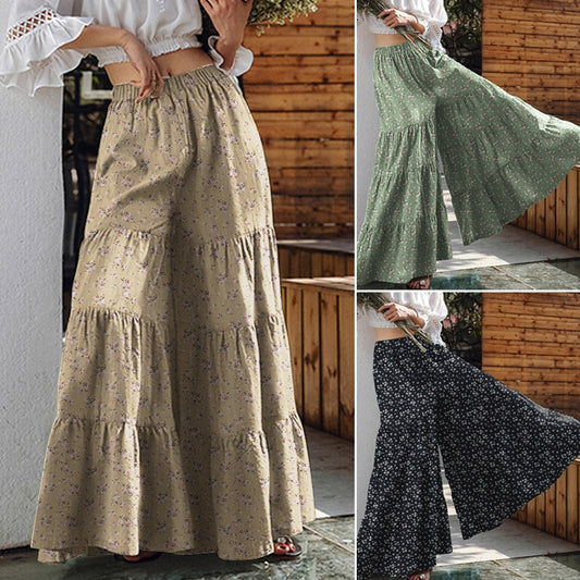 Ruffle Wide Leg Palazzo Trousers