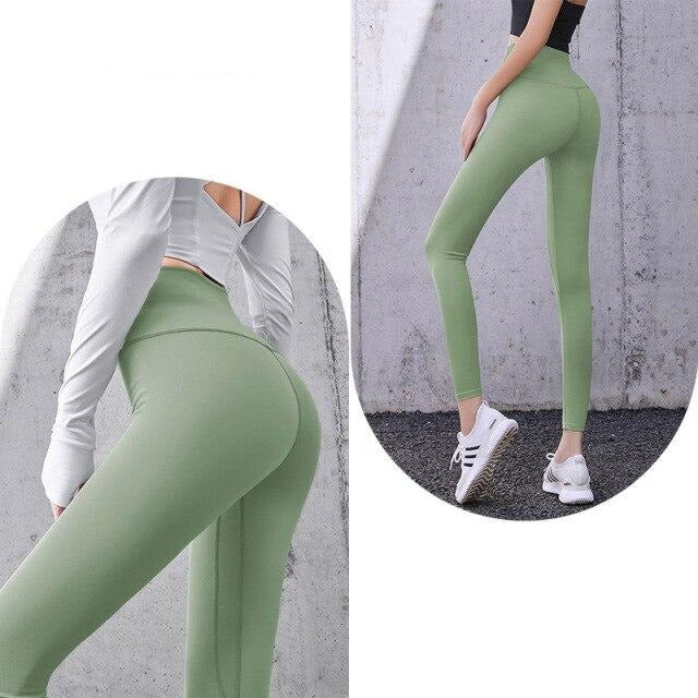 High Waist Seamless Sports Leggings Green Pants