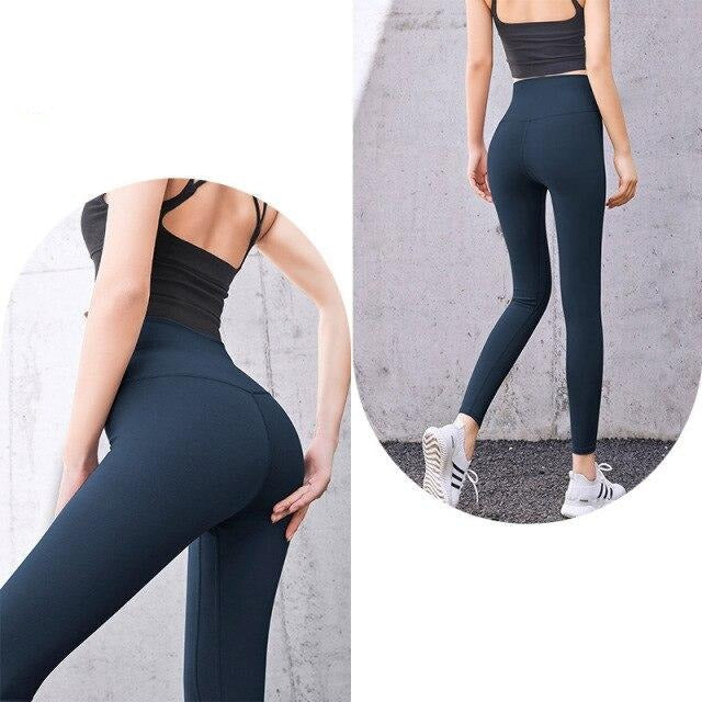 High Waist Seamless Sports Leggings Blue Pants