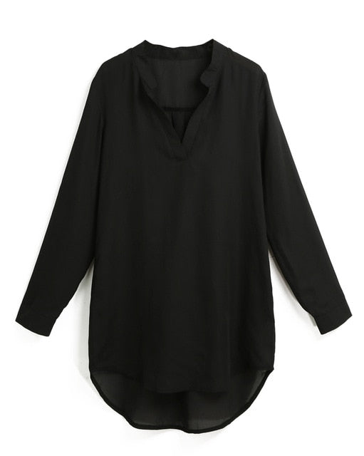 Black Chiffon Long Sleeve Blouse Black