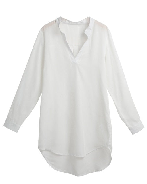 White Chiffon Long Sleeve Blouse White