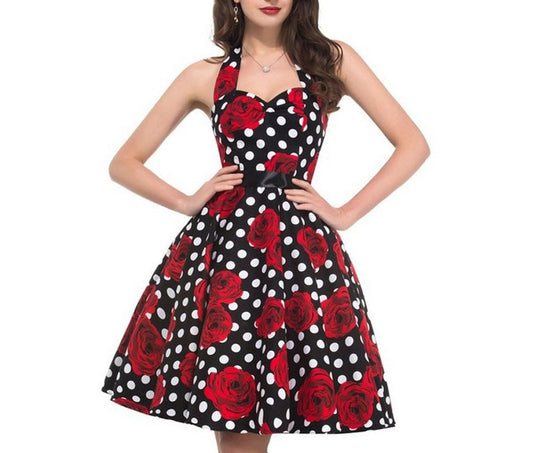 Retro Vintage Halter neck Polka Dot Dress