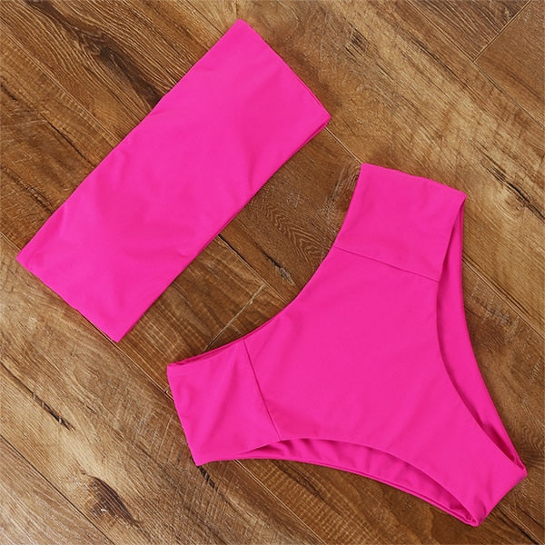 Bandeau top and  High Waist Bikini set - Swimsuit