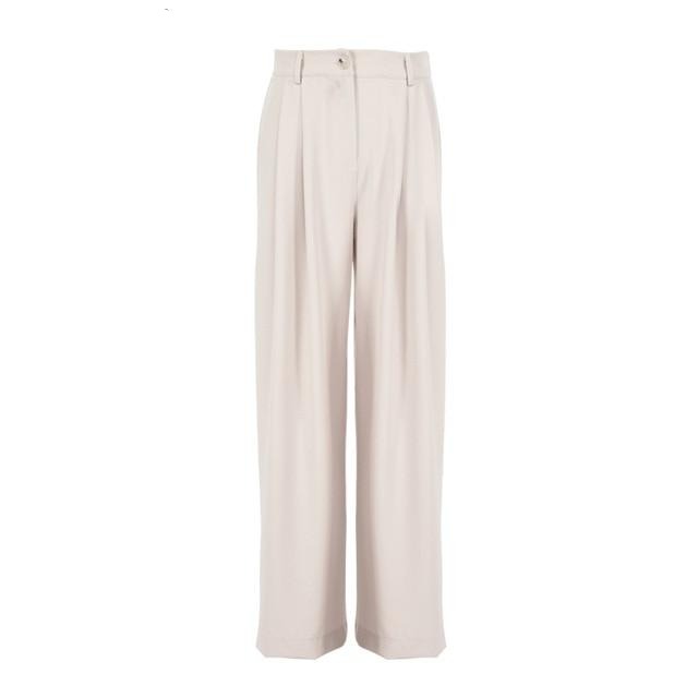 Wide leg Pleated Loose Trousers and Top set Beige Pants