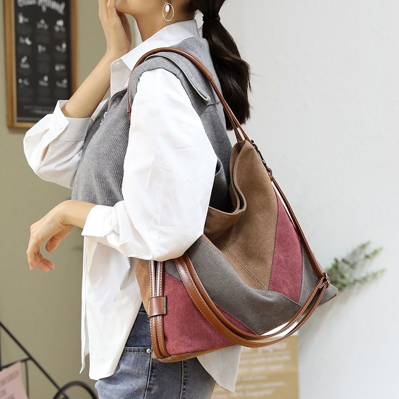 Canvas Patch Shoulder Bag