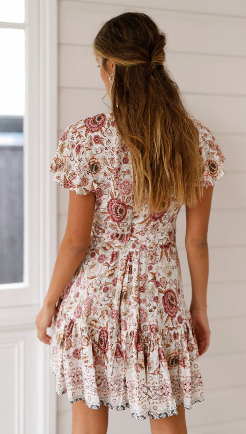 Floral Print Ethnic Summer Beach Dress