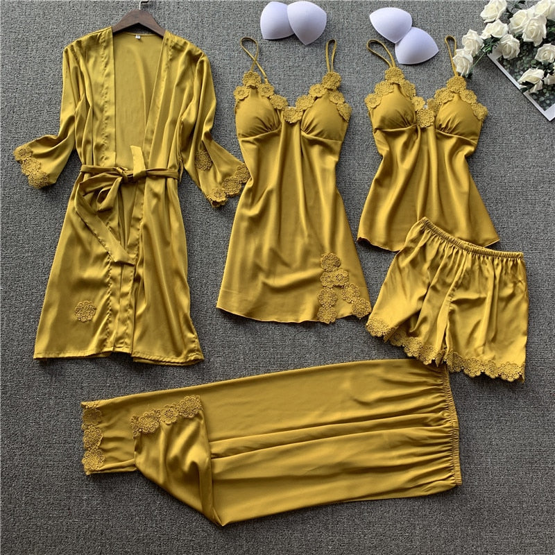 Five-piece Satin Pyjama Set