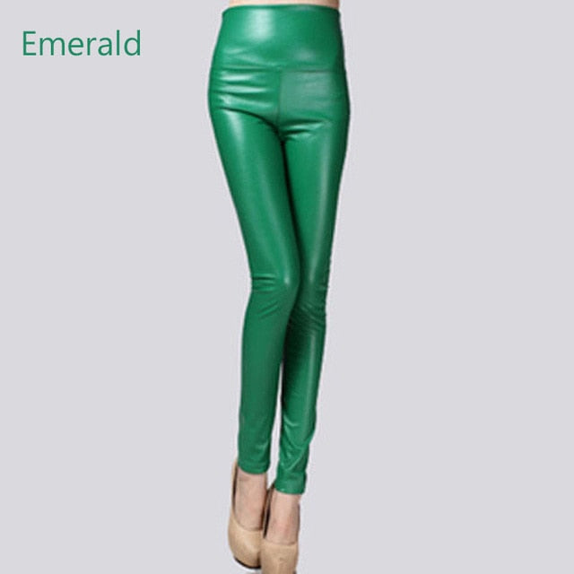 Stretch Faux Leather Skinny Trousers