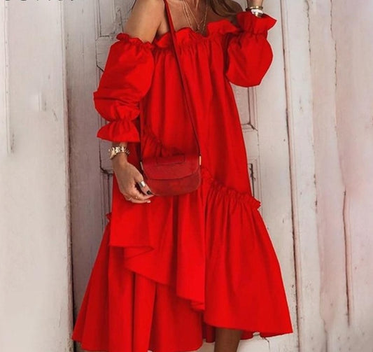 Boho Off Shoulder long sleeve Dress