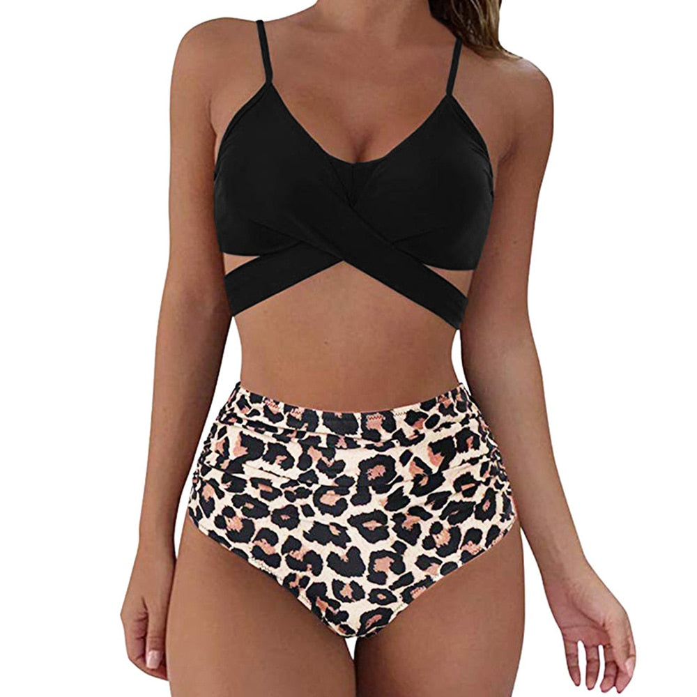 Elegant High Waisted Bikini Swimsuit Set - Bathing Suit