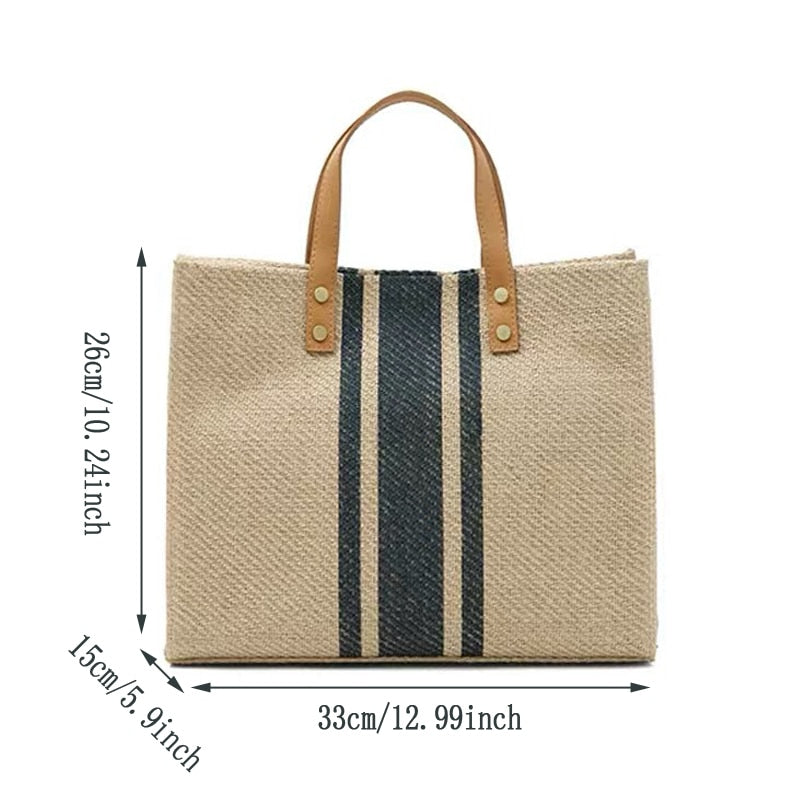 Classy Linen Large Tote Handbag