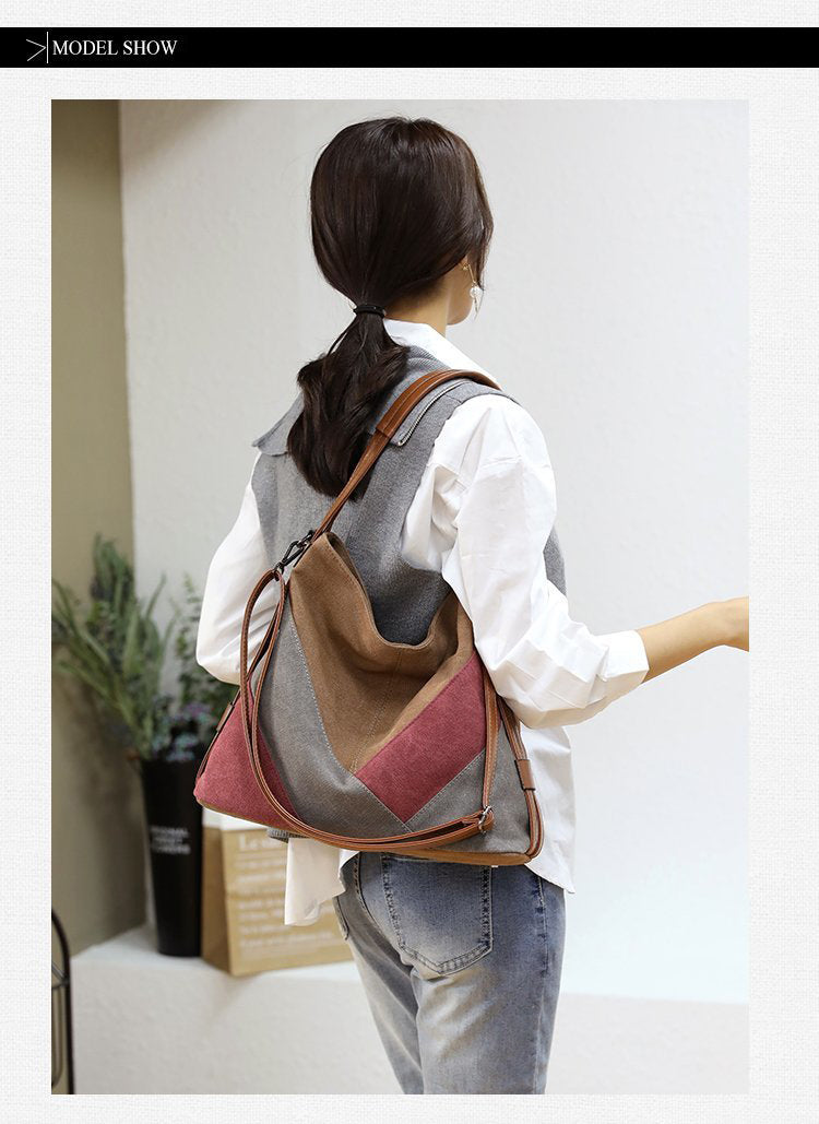 Canvas Patch Shoulder Bag