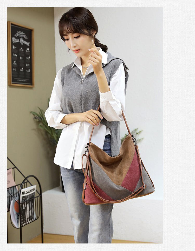 Canvas Patch Shoulder Bag