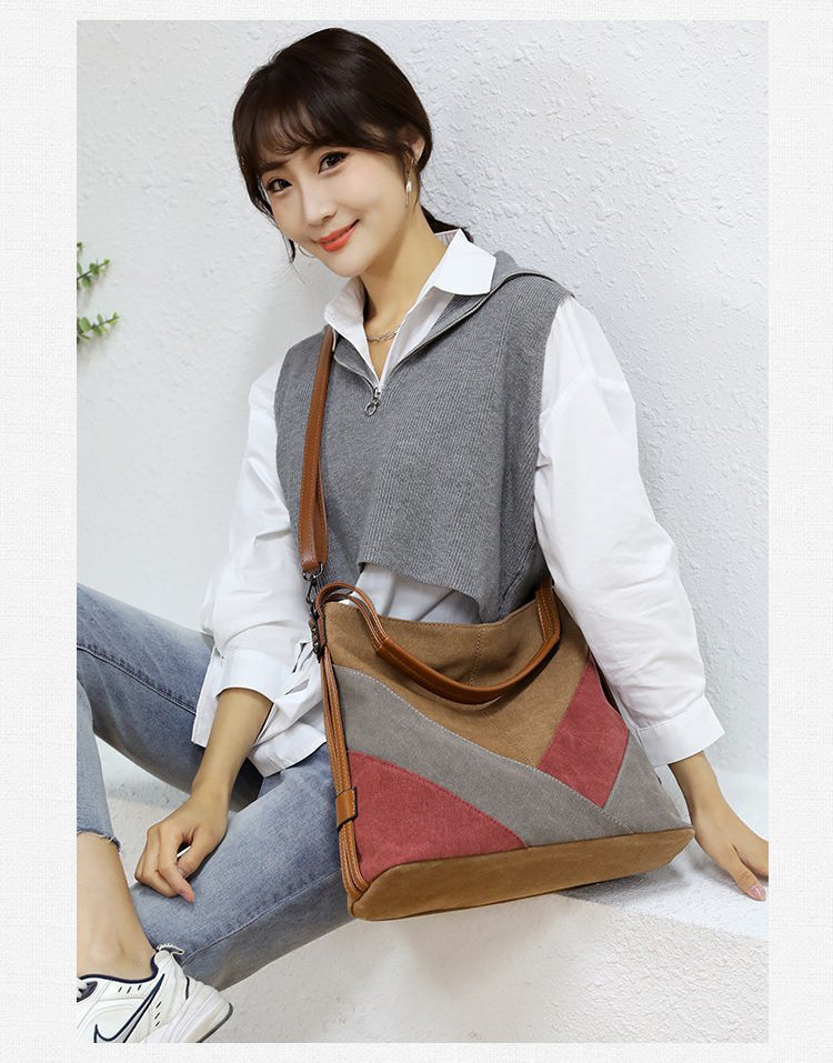 Canvas Patch Shoulder Bag