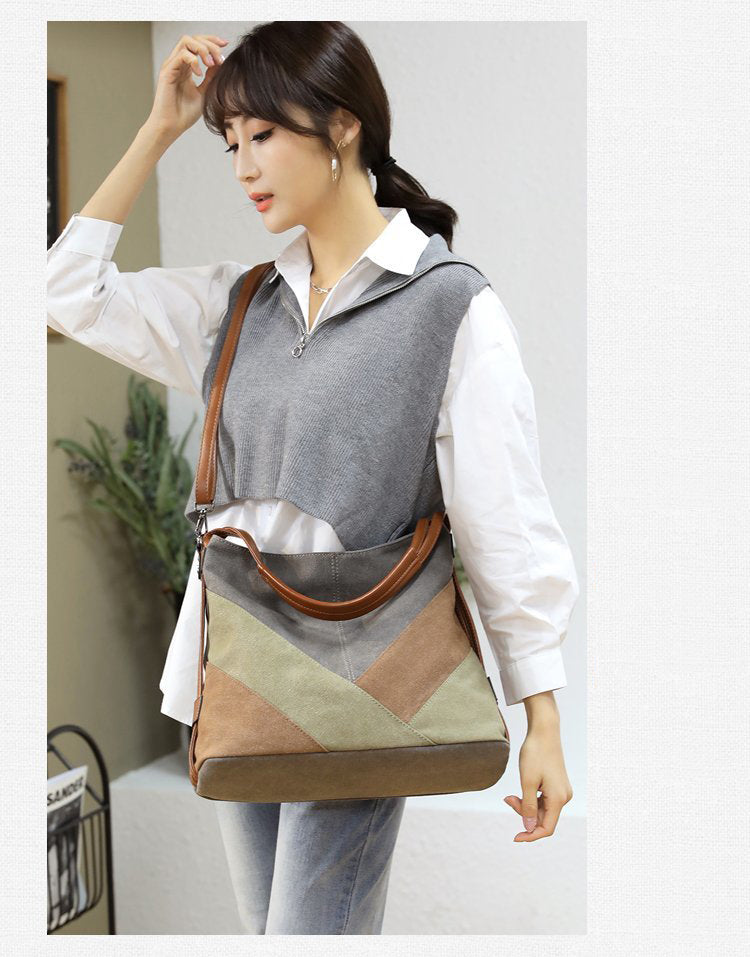 Canvas Patch Shoulder Bag