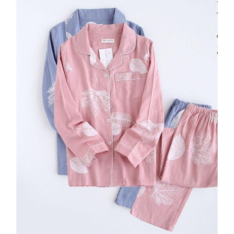 100% gauze cotton long sleeve pyjamas