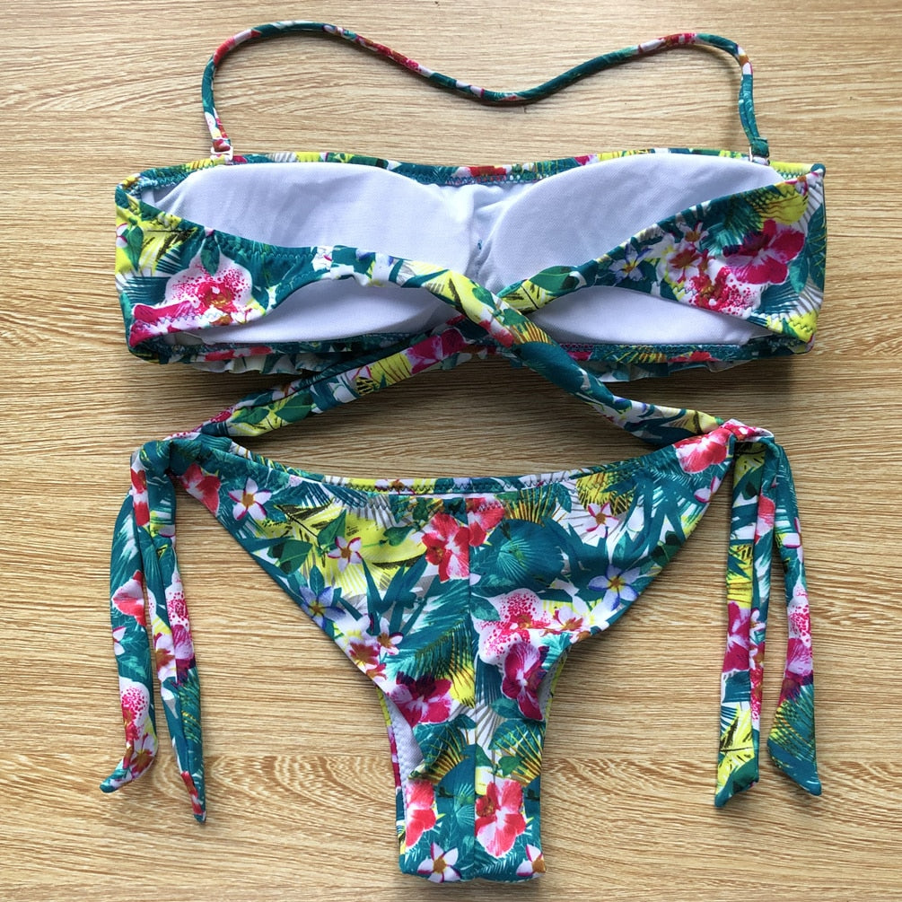 Ruffle halter neck Bikini Set