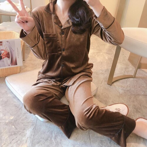 Winter Velvet Long Sleeve Pyjamas