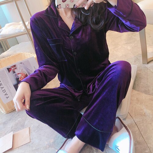 Winter Velvet Long Sleeve Pyjamas