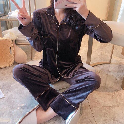 Winter Velvet Long Sleeve Pyjamas