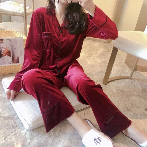 Winter Velvet Long Sleeve Pyjamas