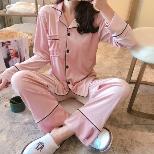 Winter Velvet Long Sleeve Pyjamas