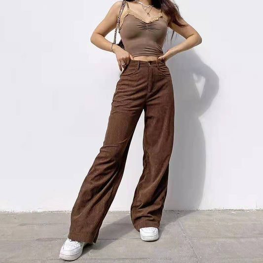 Retro Wide leg Corduroy Trousers