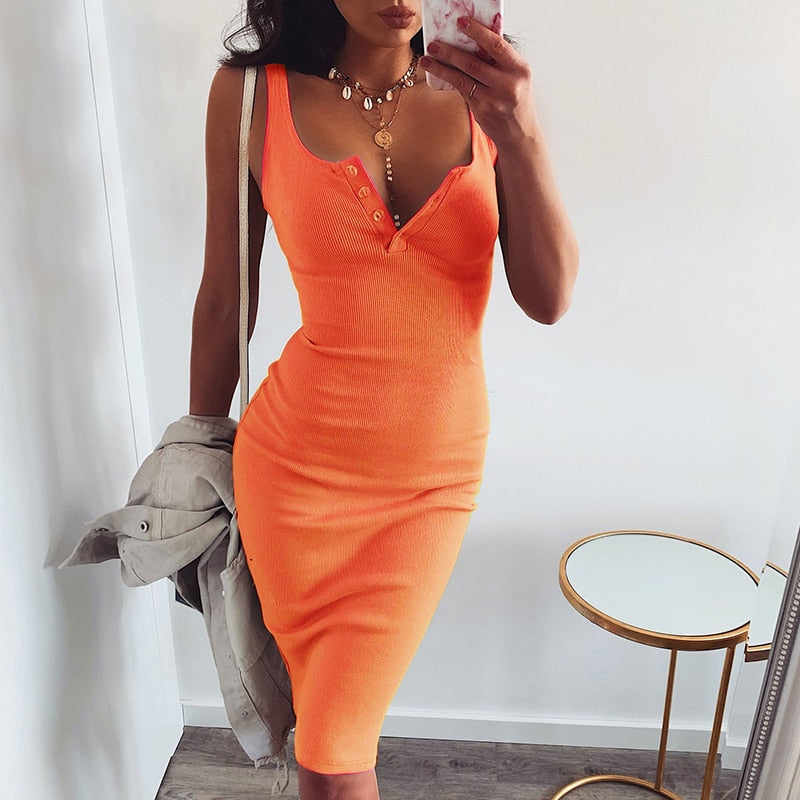 Knee-Length Sleeveless Bodycon Dress