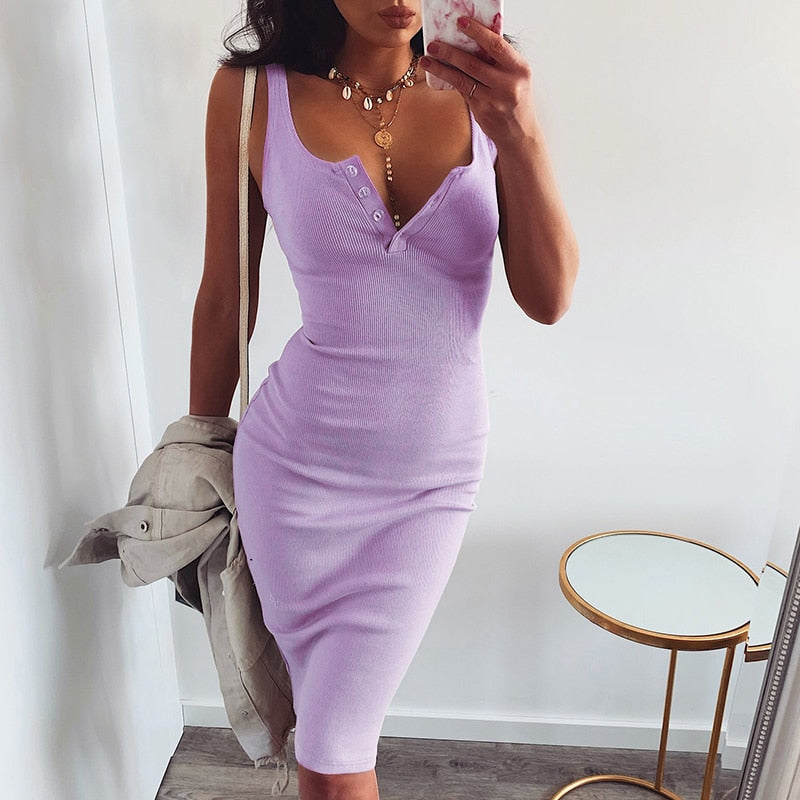 Knee-Length Sleeveless Bodycon Dress