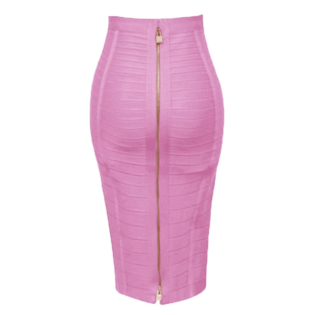 zipper bandage baby pink pencil skirt 