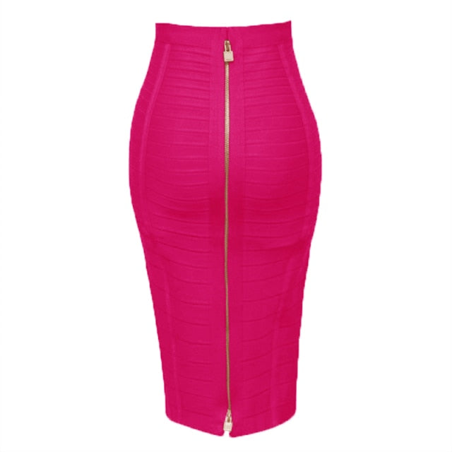 zipper bandage hot pink pencil skirt 