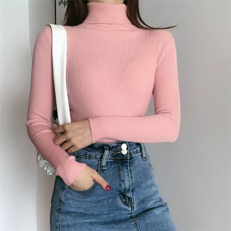 Turtleneck Pullover Ribbed Jumper