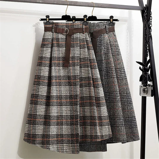 Plaid Irregular A-Line elegant Skirt